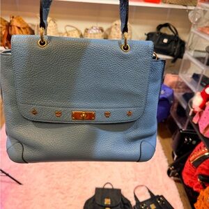 MCM Blue Leather Shoulder Bag